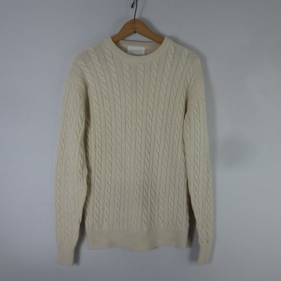 Urban Research Doors Womens 38 Ivory Long Sleeve Cable Wool Pullover Sweater - Picture 3 of 4